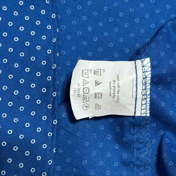Van Heusen Air Blue Geometric Print Dress Shirt 16.5 34/35 Regular Fit Stretch - Picture 6 of 10
